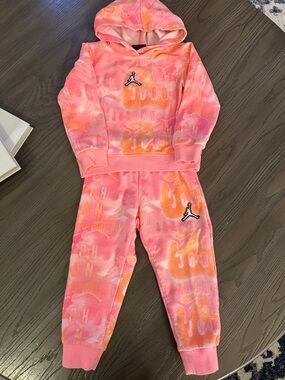 Jordan Kids Pink & Orange Tie-Dye Sweatshirt and Joggers Set